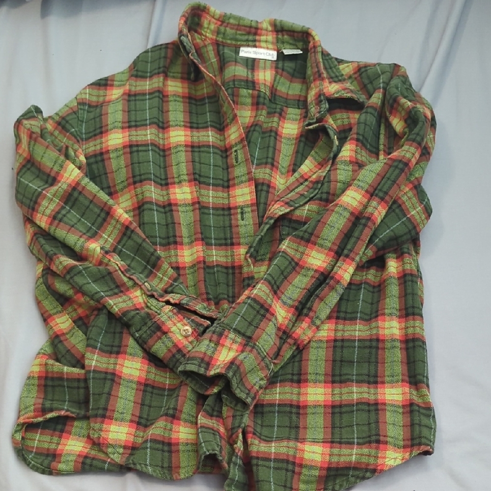 Plaid Button Down Shirt - Green and Red